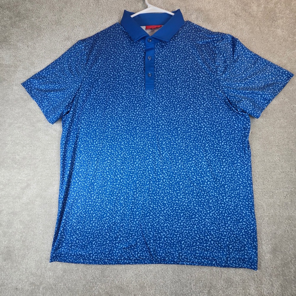 Redvanly Polo Shirt Mens XL Blue Abstract Print Golf Short Sleeve Performance